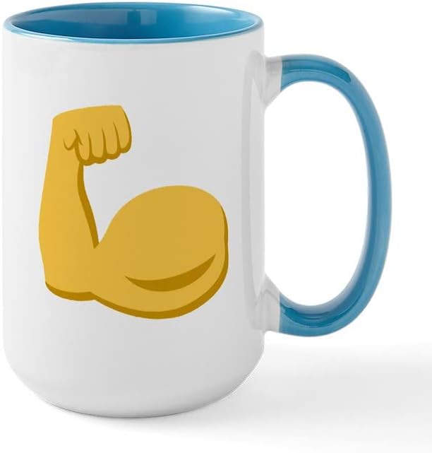 CafePress Behajlított Bicepsz Emoji Kerámia Bögre, Csésze Tea 15 oz