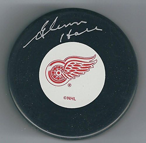 DEDIKÁLT GLENN HALL Detroit Red Wings Puck - Dedikált NHL Korong