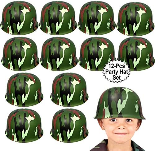 Anapoliz Hadsereg Sisakok Gyerekeknek | 12 Gróf Műanyag Álca Sapka | Katona Sisak Party kellék | Terepszínű Ruha dress Up