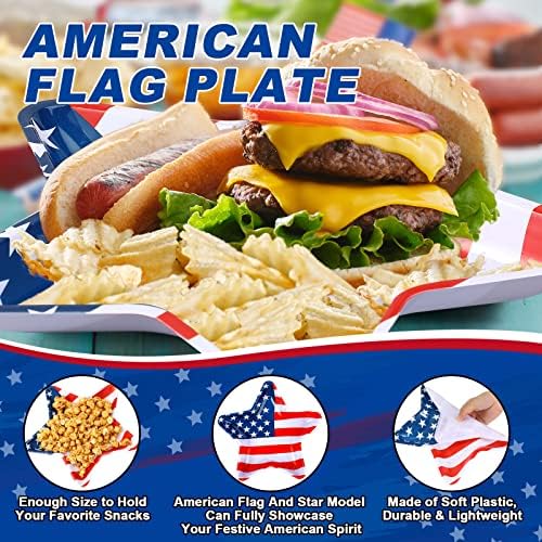 Nuenen 50 Db USA-Star Z Tálcák, USA Zászló Csillag Alakú Műanyag Tál, Hazafias Élelmiszer Újrafelhasználható Snack Tálca,