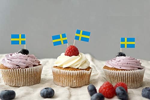 JBCD Svédország Fogpiszkáló Zászló svéd Mini Kis Cupcake Topper Zászlók (100 db)