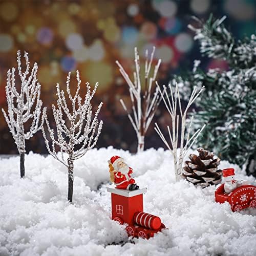 7 Db Karácsonyi Falu a Fák Karácsonyi Falu Kijelző Karácsonyi Mesterséges Bogyós Ágak a Téli Karácsonyi Falu Hó Borított