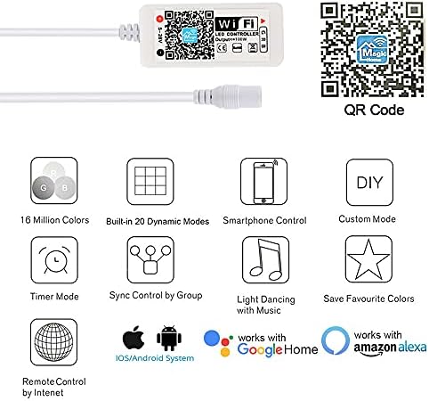 通用 WiFi Vezeték nélküli 24 Kulcs IR Távoli Kompatibilis Alexa/Google Asszisztens Mini RGB LED Szalag Lámpa 24 Kulcsok IR