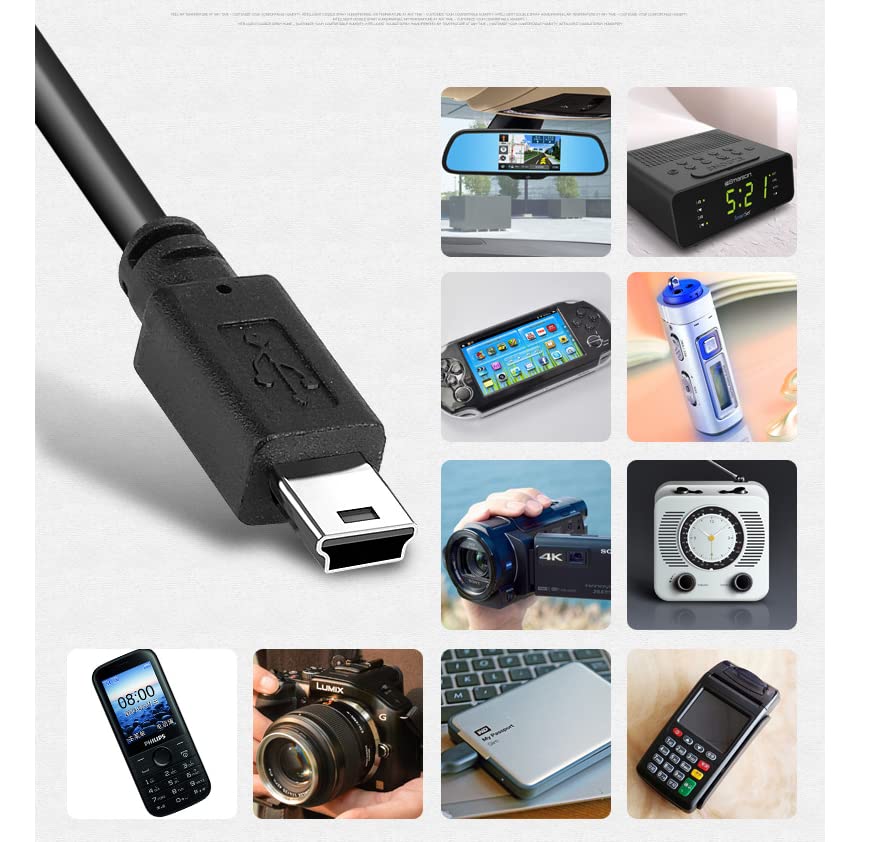 ATYFUER Mini USB Adat/töltőkábel, 10ft USB2.0 Típus-A-Mini-B Töltés Kábel Gopro Hero3+4k hd felbontás mellett Garmin Nuvi