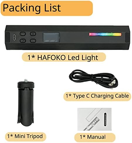 HAFOKO W200 Kézi RGB Lámpa Pálca Video LED Megvilágítás, Kézi Lámpa Fotózás Fény Vlog w Mágneses CRI95+ 2500K-9000K Beépített