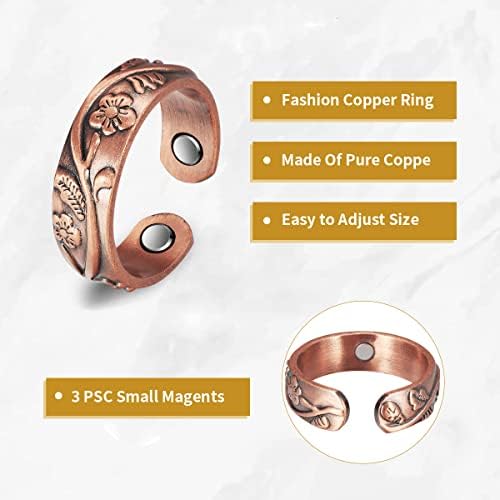 Wollet Elegáns Mágneses Réz Gyűrű a Nők 3Pcs Mágnesek Réz Gyűrű Ajándék Nőknek