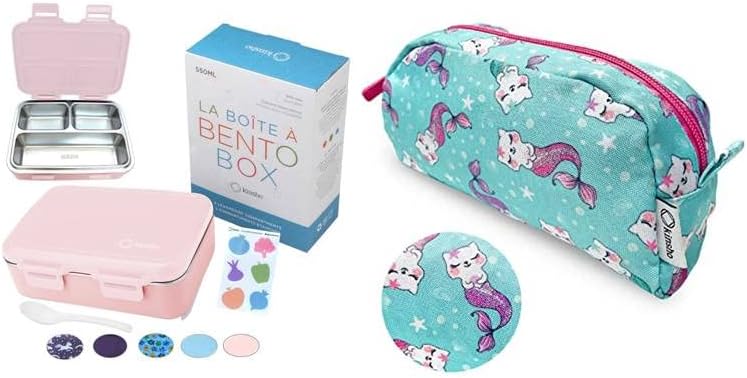 A csomag Rozsdamentes Acél Mini Bento Kisgyermek Ebéd Doboz Napközi Korosztály 3+ (Rózsaszín) + Lányok tolltartót, Aranyos