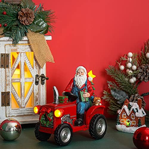 DUSVALLY Karácsonyi Mikulás & Traktor Figura Dekoráció Asztal Szobor, a Led-up Ajándék Gyerek & Felnőtt, Vintage Piros Autó