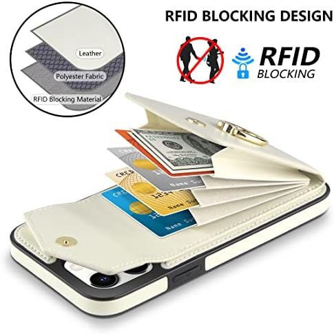 HianDier iPhone 13 Pro MAX 6.7-es Tárca Esetében Karkötő, Lánc + Kamera Lencséjét Védő, a RFID-Blokkoló Kártya Tartóját 360°