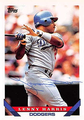 Autogramot Raktár 621389 Lenny Harris Dedikált Baseball Kártya - Los Angeles Dodgers, 67-1993 Topps No. 177 Golyóstoll