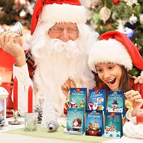 WYUE Karácsonyi Kraft Papír, Ajándék táska, 12db Karácsonyi Ajándék Csomagolás Kezelésére Remek Édességet Dobozok Karácsonyi