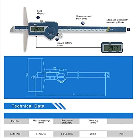 DOUBAO 0-200 Mm Rozsdamentes Acél Elektronikus Digitális Vernier Féknyereg Mélység Vernier Tolómérő Mikrométer Mérési Eszköz